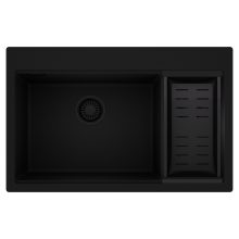 HD Aspen Black 78 kétmedencés gránit mosogatótálca szett, matt fekete csepegtetőkosárral, matt fekete színben, matt fekete leeresztő szifonnal