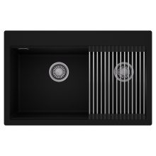 HD Aspen Black 78 kétmedencés gránit mosogatótálca szett, acél csepegtetőráccsal, matt fekete színben