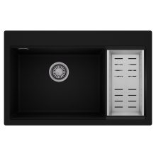 HD Aspen Black 78 kétmedencés gránit mosogatótálca szett, acél csepegtetőkosárral, matt fekete színben