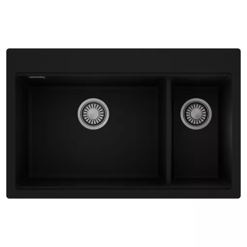 HD Aspen Black 78 kétmedencés gránit mosogatótálca, matt fekete színben