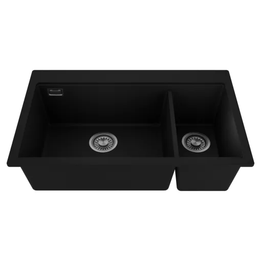 HD Aspen Black 78 kétmedencés gránit mosogatótálca, matt fekete színben