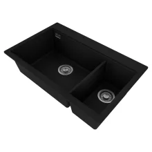 HD Aspen Black 78 kétmedencés gránit mosogatótálca, matt fekete színben