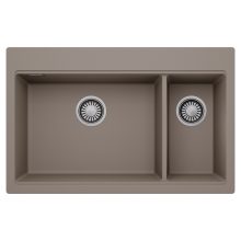 HD Aspen Tortora 78 kétmedencés gránit mosogatótálca, tortora színben, szálcsiszolt króm leeresztő szifonnal