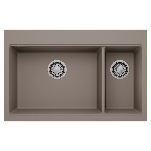 HD Aspen Tortora 78 kétmedencés gránit mosogatótálca, tortora színben, szálcsiszolt króm leeresztő szifonnal