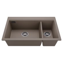 HD Aspen Tortora 78 kétmedencés gránit mosogatótálca, tortora színben, szálcsiszolt króm leeresztő szifonnal