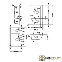 HD Aspen Tortora 78 kétmedencés gránit mosogatótálca szett, matt fekete csepegtetőráccsal és krómozott kosárral, tortora színben, szálcsiszolt arany leeresztő szifonnal