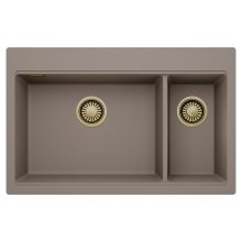 HD Aspen Tortora 78 kétmedencés gránit mosogatótálca, tortora színben, szálcsiszolt arany leeresztő szifonnal