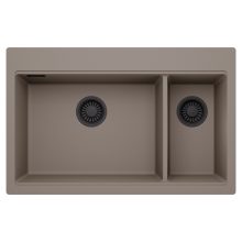HD Aspen Tortora 78 kétmedencés gránit mosogatótálca, tortora színben, matt fekete leeresztő szifonnal
