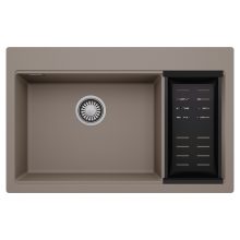 HD Aspen Tortora 78 kétmedencés gránit mosogatótálca szett, matt fekete csepegtetőkosárral, tortora színben