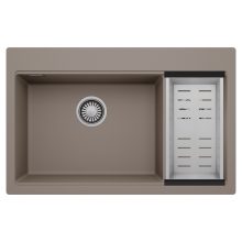 HD Aspen Tortora 78 kétmedencés gránit mosogatótálca szett, acél csepegtetőkosárral, tortora színben