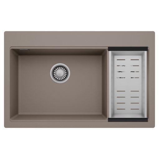 HD Aspen Tortora 78 kétmedencés gránit mosogatótálca szett, acél csepegtetőkosárral, tortora színben