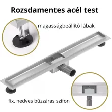 HD Mars 01 Chrome csempézhető rozsdamentes acél komplett zuhanyfolyóka