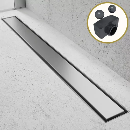 HD Mars+ 01 Chrome 100 cm hosszú rozsdamentes acél komplett zuhanyfolyóka, kettős bűzzárral