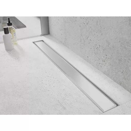 HD Mars 02 White fehér-üveg komplett rozsdamentes acél zuhanyfolyóka króm zuhanyfolyóka testtel