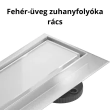 HD Mars 02 White fehér-üveg komplett rozsdamentes acél zuhanyfolyóka króm zuhanyfolyóka testtel
