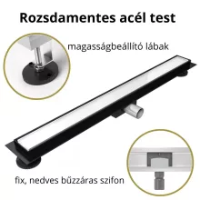 HD Mars 02 White fehér-üveg komplett rozsdamentes acél zuhanyfolyóka fekete zuhanyfolyóka testtel