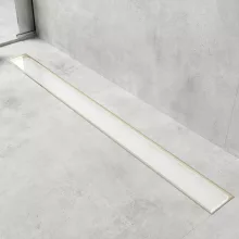 HD Mars 02 White fehér-üveg komplett rozsdamentes acél zuhanyfolyóka arany zuhanyfolyóka testtel