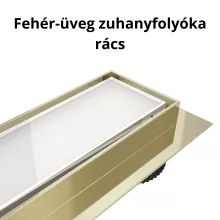HD Mars 02 White fehér-üveg komplett rozsdamentes acél zuhanyfolyóka arany zuhanyfolyóka testtel