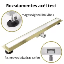 HD Mars 02 White fehér-üveg komplett rozsdamentes acél zuhanyfolyóka arany zuhanyfolyóka testtel