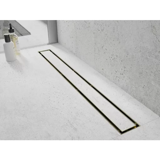 HD Mars 01 Gold csempézhető rozsdamentes acél komplett arany zuhanyfolyóka