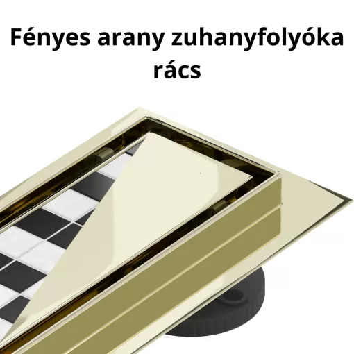 HD Mars 01 Gold csempézhető rozsdamentes acél komplett arany zuhanyfolyóka
