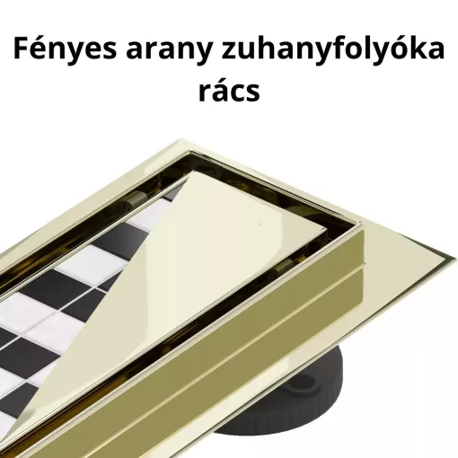 HD Mars+ 01 Gold csempézhető rozsdamentes acél komplett arany zuhanyfolyóka, kettős bűzzárral