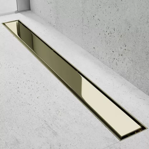 HD Mars+ 01 Gold 100 cm hosszú rozsdamentes acél komplett arany zuhanyfolyóka, kettős bűzzárral