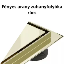 HD Mars+ 01 Gold 100 cm hosszú rozsdamentes acél komplett arany zuhanyfolyóka, kettős bűzzárral