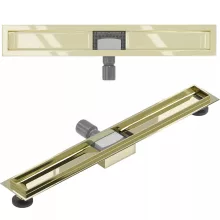 HD Mars+ 01 Gold 100 cm hosszú rozsdamentes acél komplett arany zuhanyfolyóka, kettős bűzzárral