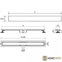 HD Mars+ 01 Gold 100 cm hosszú rozsdamentes acél komplett arany zuhanyfolyóka, kettős bűzzárral