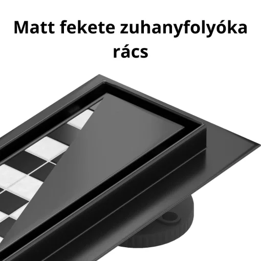 HD Mars 01 Black csempézhető rozsdamentes acél komplett fekete zuhanyfolyóka