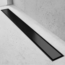 HD Mars+ 01 Black 100 cm hosszú rozsdamentes acél komplett fekete zuhanyfolyóka, kettős bűzzárral