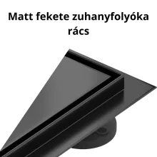 HD Mars+ 01 Black 100 cm hosszú rozsdamentes acél komplett fekete zuhanyfolyóka, kettős bűzzárral