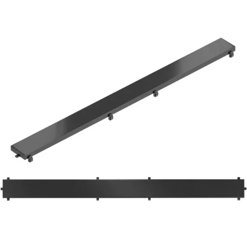 HD Mars+ 01 Black 100 cm hosszú rozsdamentes acél komplett fekete zuhanyfolyóka, kettős bűzzárral