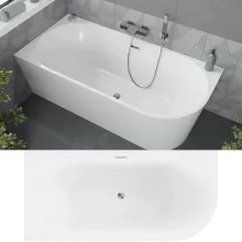 HD Serico 150x75 cm balos félszabadonálló akril kád fényes króm túlfolyóval és click-clack leeresztővel
