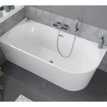 HD Serico 150x75 cm balos félszabadonálló akril kád fényes króm túlfolyóval és click-clack leeresztővel