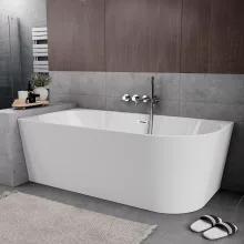 HD Serico 150x75 cm balos félszabadonálló akril kád fényes króm túlfolyóval és click-clack leeresztővel