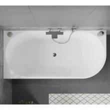 HD Serico 150x75 cm balos félszabadonálló akril kád fényes króm túlfolyóval és click-clack leeresztővel