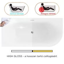 HD Serico 150x75 cm balos félszabadonálló akril kád fényes króm túlfolyóval és click-clack leeresztővel