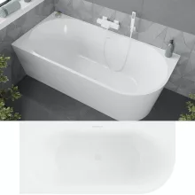 HD Serico 150x75 cm balos félszabadonálló akril kád fényes fehér túlfolyóval és click-clack leeresztővel