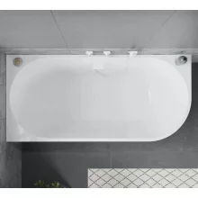 HD Serico 150x75 cm balos félszabadonálló akril kád fényes fehér túlfolyóval és click-clack leeresztővel