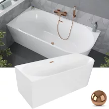 HD Serico 150x75 cm balos félszabadonálló akril kád rózsa arany túlfolyóval és click-clack leeresztővel