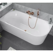 HD Serico 150x75 cm balos félszabadonálló akril kád rózsa arany túlfolyóval és click-clack leeresztővel