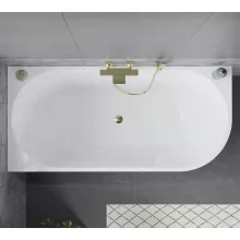 HD Serico 150x75 cm balos félszabadonálló akril kád fényes arany túlfolyóval és click-clack leeresztővel