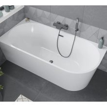 HD Serico 150x75 cm balos félszabadonálló akril kád szürke túlfolyóval és click-clack leeresztővel