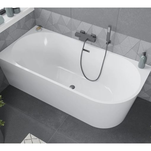 HD Serico 150x75 cm balos félszabadonálló akril kád szürke túlfolyóval és click-clack leeresztővel