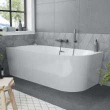 HD Serico 150x75 cm balos félszabadonálló akril kád szürke túlfolyóval és click-clack leeresztővel