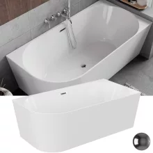 HD Serico 150/160/170 cm hosszú aszimmetrikus félszabadonálló akril kád fényes króm túlfolyóval és click-clack leeresztővel