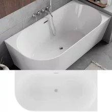 HD Serico 150/160/170 cm hosszú aszimmetrikus félszabadonálló akril kád fényes króm túlfolyóval és click-clack leeresztővel