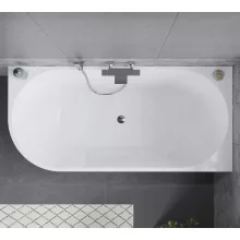 HD Serico 150/160/170 cm hosszú aszimmetrikus félszabadonálló akril kád fényes króm túlfolyóval és click-clack leeresztővel